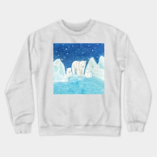 Polar bear family - Polar bear mother (Ursus maritimus) with two cubs Crewneck Sweatshirt